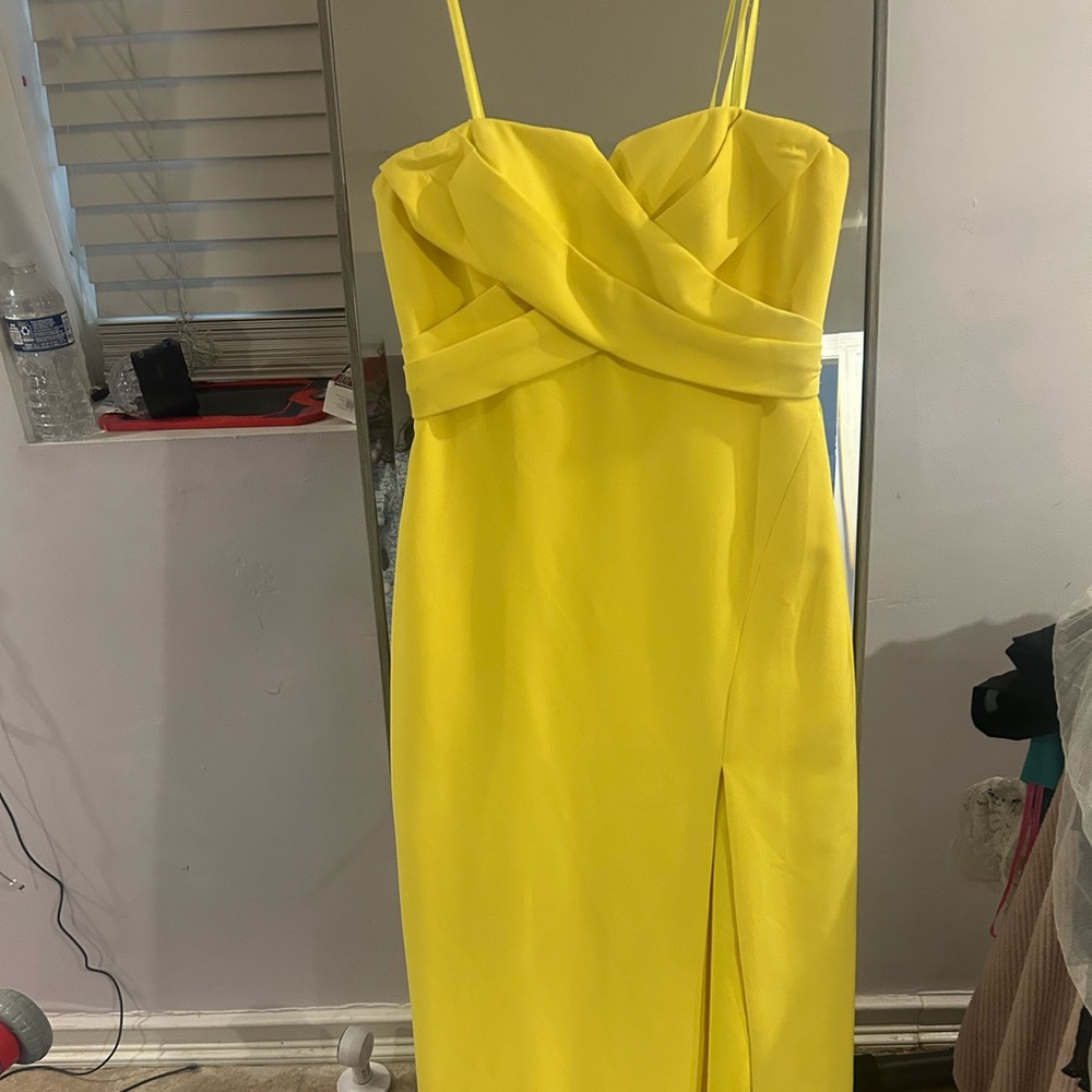 Aidan Mattox Vibrant Yellow Strapless Dress